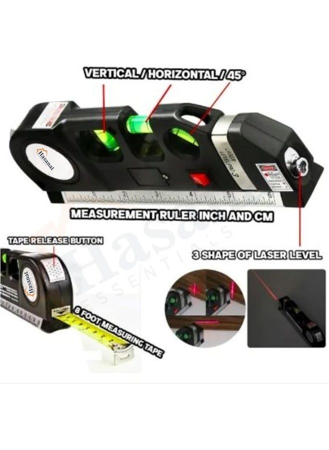 Laser Level Tool Multipurpose Laser Level Kit Standard Cross Line Leveler Beam Tool with Measure Tape Ruler Adjusted Metric Rulers