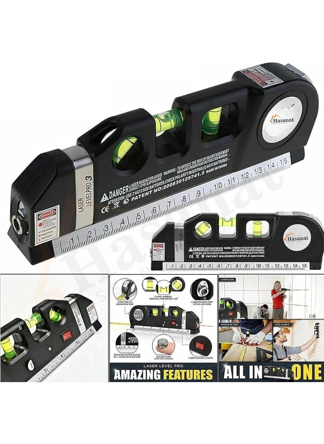 HASANAT ESSENTIALS Laser Level Tool Multipurpose Laser Level Kit Standard Cross Line Leveler Beam Tool with Measure Tape Ruler Adjusted Metric Rulers  - Image 5