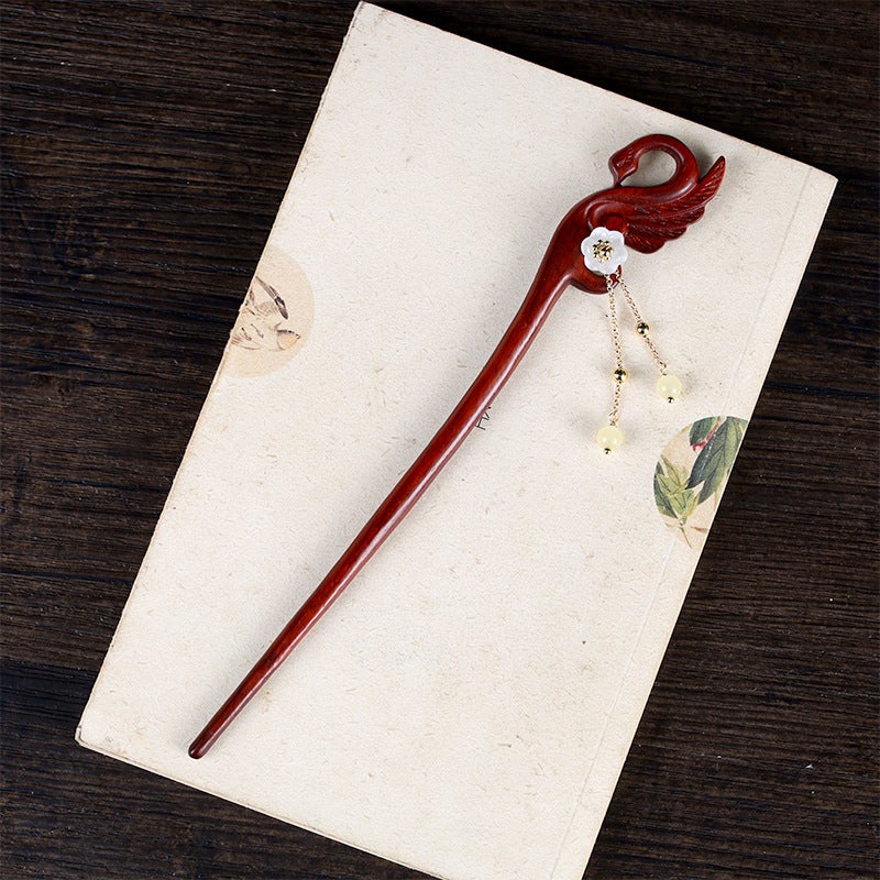 Generic New sandalwood hairpin natural Rosewood chopsticks ancient style hanfu hairpin wooden hairpin cheongsam updo hairpin wholesale Style 9 [length about 20cm]]