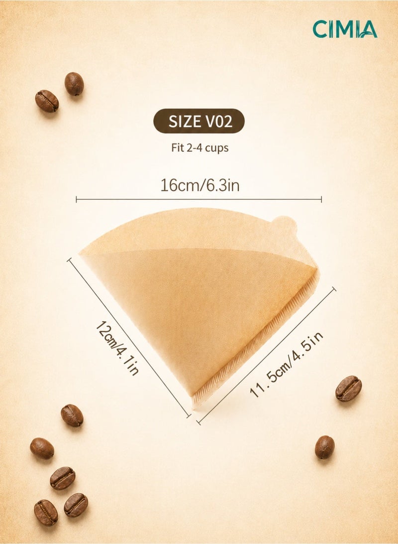 CIMIA 100pcs V60 coffee filters, suitable for pour-over coffee and drip coffee machines. Disposable filters with fine filtration, comes with a flip-top box. Perfect for home, office, or travel use. - Image 2
