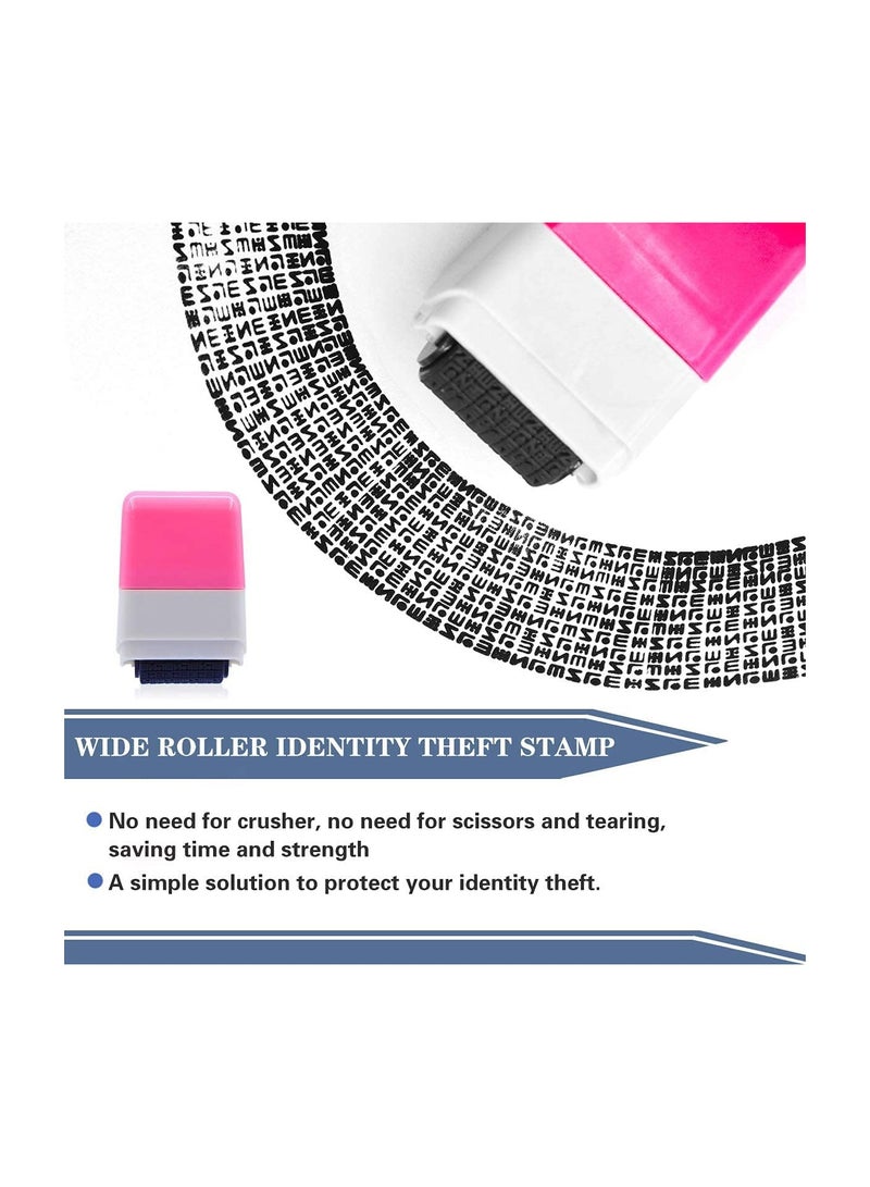 2 Pack Privacy Protection Roller Stamps for Identity Theft Prevention ID and Address Blocker Stylish Pink and Blue - Image 2