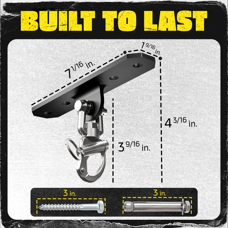 Yes4All Punching Bag Hanger, Stainless Steel Swivel Chain with 4 Snap Hooks for Heavy Bag, Gym Swing, Trapeze, and Hammock, 360Â° Rotation Heavy Duty Swing Hanger - Image 2