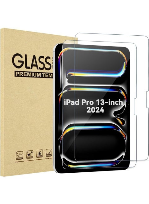 2-Pack Screen Protector for iPad Pro 13-Inch (M4) 2024,  [Ultra HD][9H Hardness][Anti Scratch][Anti Bubble][Pencil Compatible][Case Friendly] Tempered Glass Screen for iPad Pro (7th Gen) 13 inch 2024
