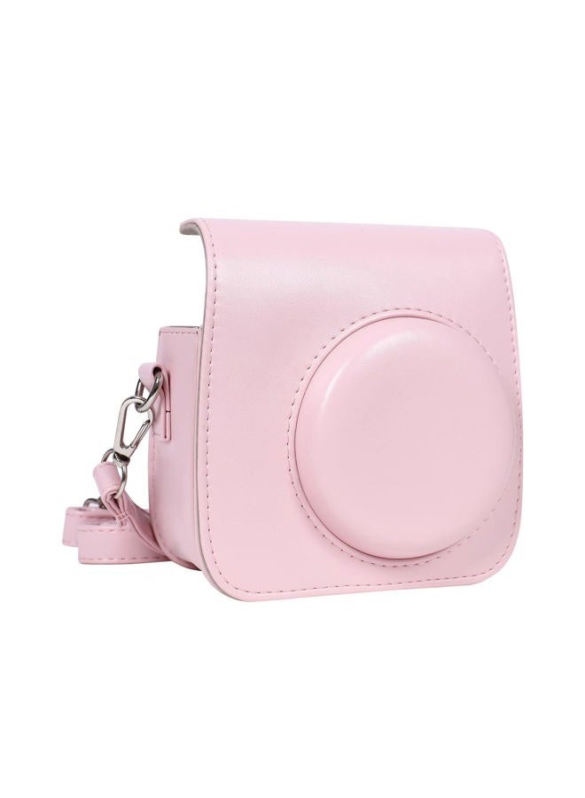 Mosiso Camera Case Compatible with Instax Mini 7+ Instant Camera, PU Leather Protective Case Cover Carrying Storage Bag with Adjustable Shoulder Strap, Pink - Image 1