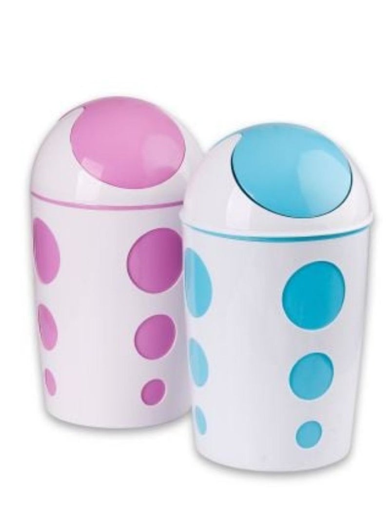 فلورا سلة مهملات بلاستيكية يمكن أن تتأرجح بغطاء علوي، سلة قمامة لتوفير المساحة المدمجة أسفل الطاولة والعدادات، غطاء قابل للإزالة للمطابخ والحمامات وغرف النوم والمكاتب، 8 لتر، وردي - Image 2