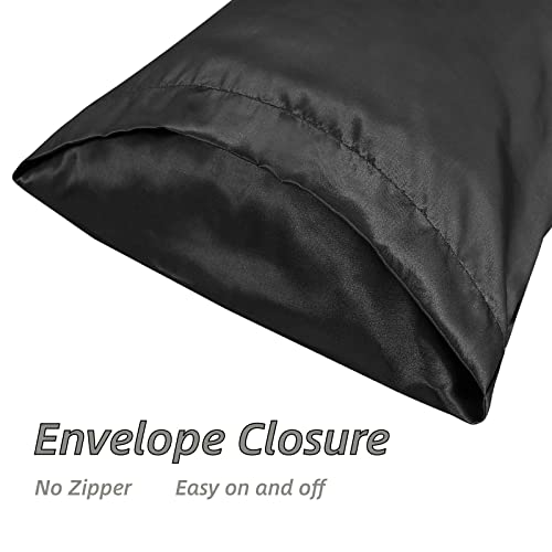 LCBD Satin Body Pillow Case for Hair and Skin, Black Silk Satin Body Pillowcase Cover, 20x54 Body Cooling Pillow Cover with Envelope Closure - Image 4