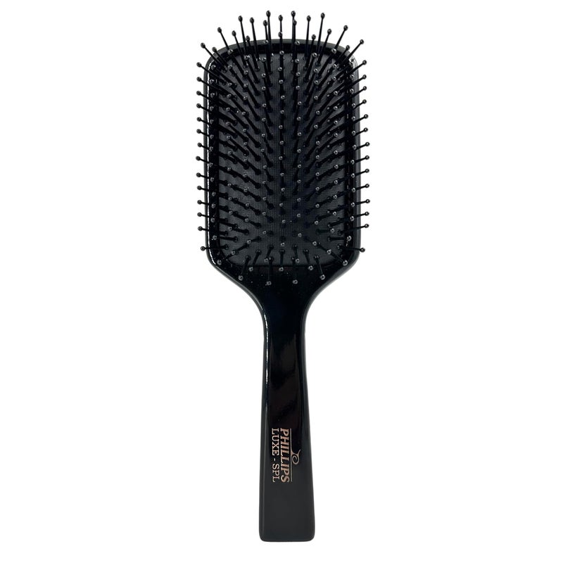 Phillips Brush Luxe Square Paddle Hair Brush Sleek Black Color with Gold Accents  925 inch Detangler Paddle Brush from the Luxe Series by Phillips Brush