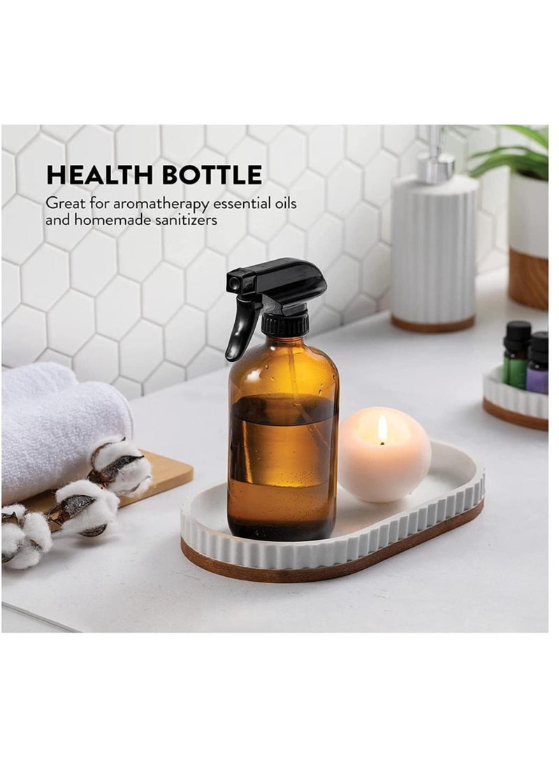 8oz 2Pcs Brwon Glass Boston Spray Bottles  With fog and airflow settings