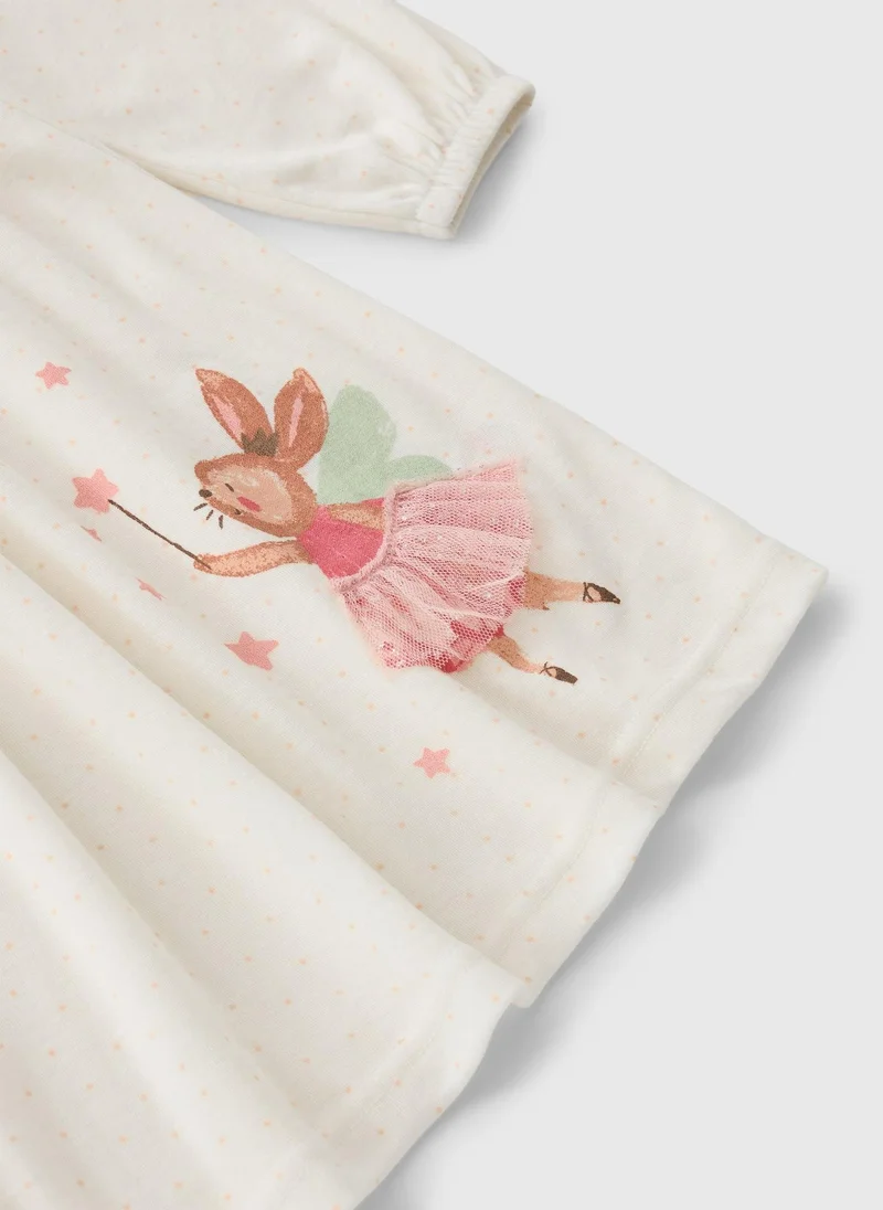 ماتلان Girls Cream Ballerina Bunny Nightie