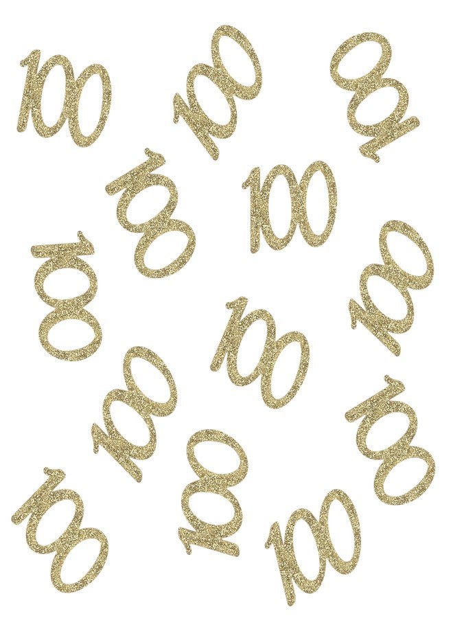 Giuffi قصاصات ورقية ذهبية اللون على شكل الرقم 100 لتزيين طاولة حفلة عيد ميلاد الطفل المئة - - Image 2