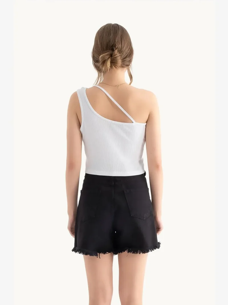 HICCUP One Shoulder Sleeveless Basic Crop Top