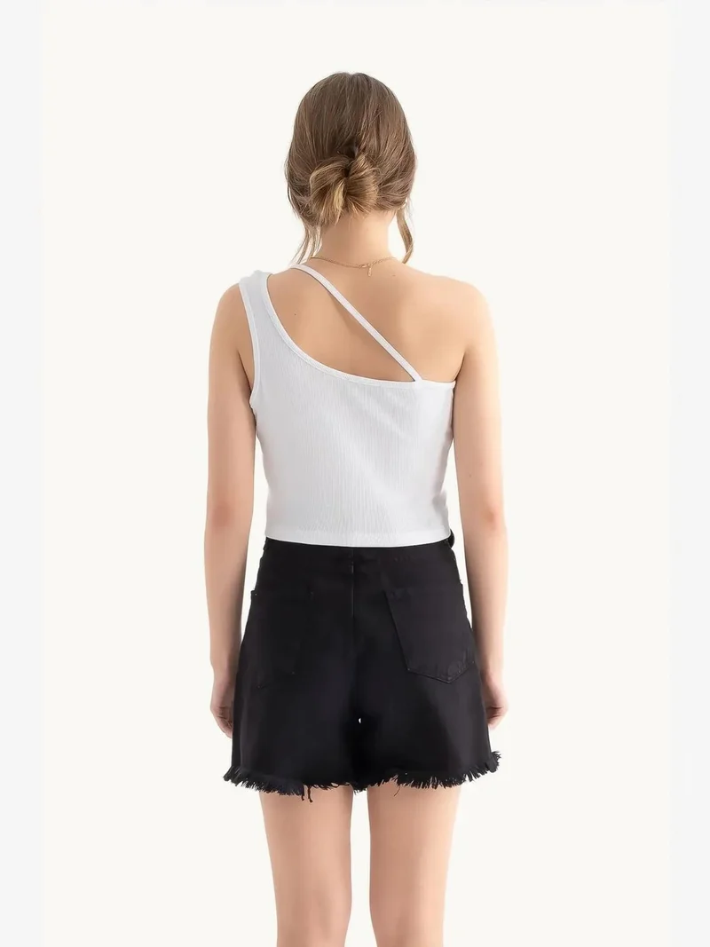 HICCUP One Shoulder Sleeveless Basic Crop Top