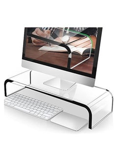 Premium Acrylic Monitor Stand, Custom Size Monitor Riser/Computer Stand for Home Office Business w/Sturdy Platform, PC Desk Stand for Keyboard Storage & Multi-Media Laptop Printer TV Screen