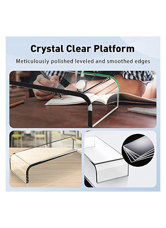 PROMASS - Premium Acrylic Monitor Stand, Custom Size Monitor Riser/Computer Stand for Home Office Business w/Sturdy Platform, PC Desk Stand for Keyboard Storage & Multi-Media Laptop Printer TV Screen - Image 1