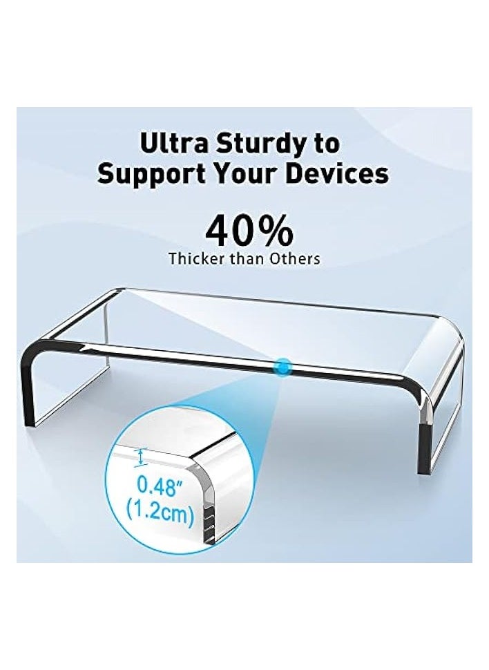 PROMASS - Premium Acrylic Monitor Stand, Custom Size Monitor Riser/Computer Stand for Home Office Business w/Sturdy Platform, PC Desk Stand for Keyboard Storage & Multi-Media Laptop Printer TV Screen - Image 1