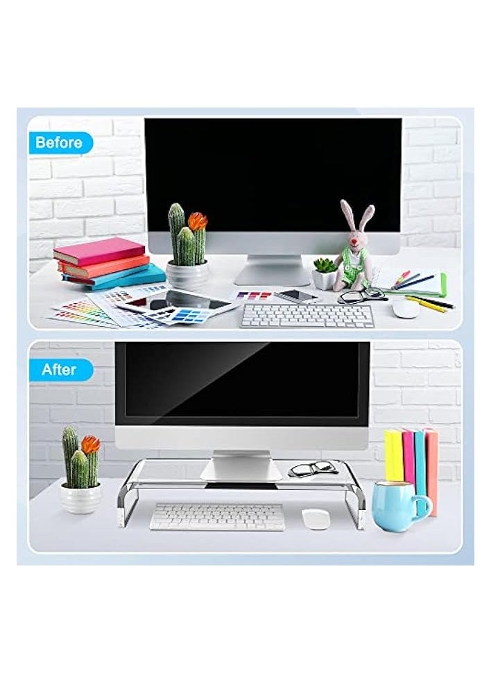 PROMASS - Premium Acrylic Monitor Stand, Custom Size Monitor Riser/Computer Stand for Home Office Business w/Sturdy Platform, PC Desk Stand for Keyboard Storage & Multi-Media Laptop Printer TV Screen - Image 1