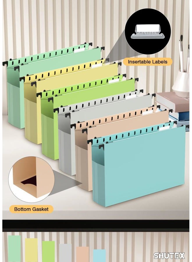 SHUTEX Extra Capacity Plastic Hanging File Folders,12 Pack Reinforced Expanding Hang Folder Legal Size,Accordian Pocket,Heavy Duty 2 Inch Expansion,Hanging Folder Organizer for Office Home, Pastel Colors - Image 5