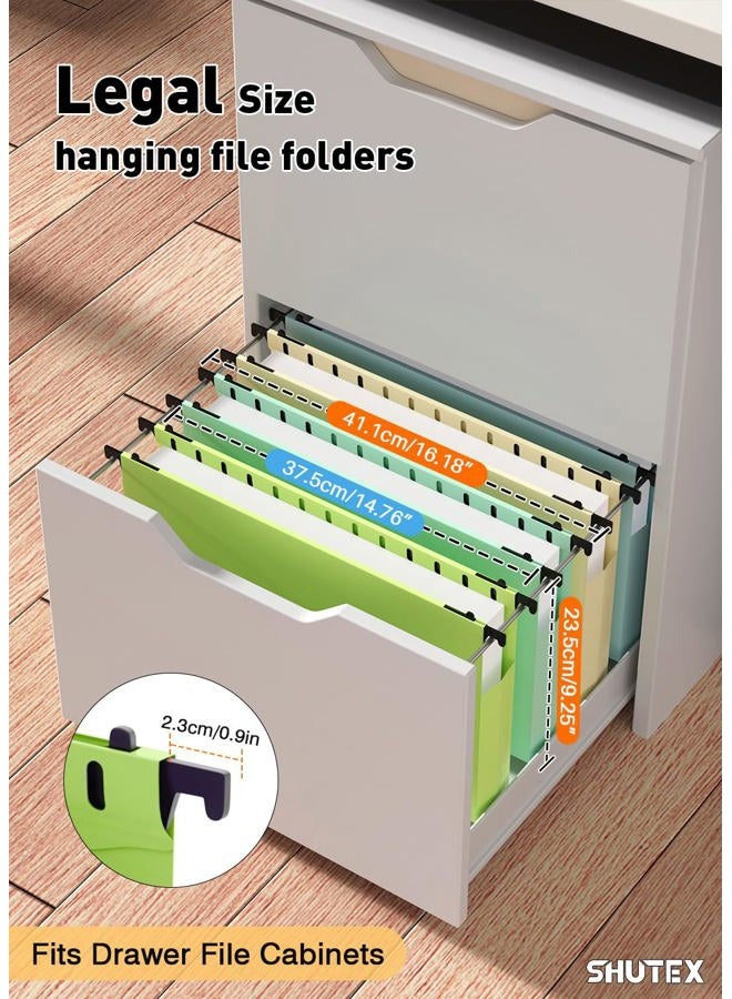 SHUTEX Extra Capacity Plastic Hanging File Folders,12 Pack Reinforced Expanding Hang Folder Legal Size,Accordian Pocket,Heavy Duty 2 Inch Expansion,Hanging Folder Organizer for Office Home, Pastel Colors - Image 2