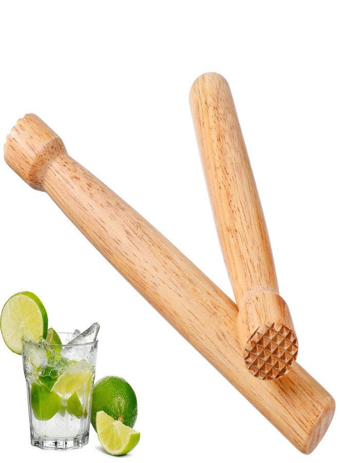 ValueBargain Wooden Muddler, 2 Pcs 7.68 Inch Drink Muddler for Cocktails, Fruit Smasher for Drinks, Mojitos, Bar, Home (1 Inch Diameter) - Image 1