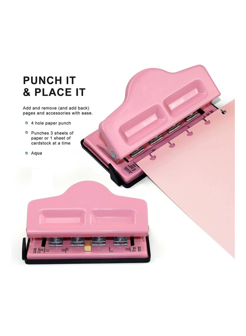 Captaintech Mushroom Discbound Hole Punch, 4 Holes Mushroom Paper Puncher for Disc Bound Planner (Pink) - Image 3