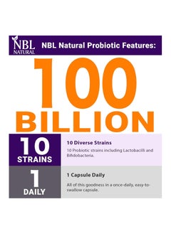 NBL Natural Probiotic-10, 100 Billion, with 10 Probiotics Strains, 60 Veg Capsules  - Image 4