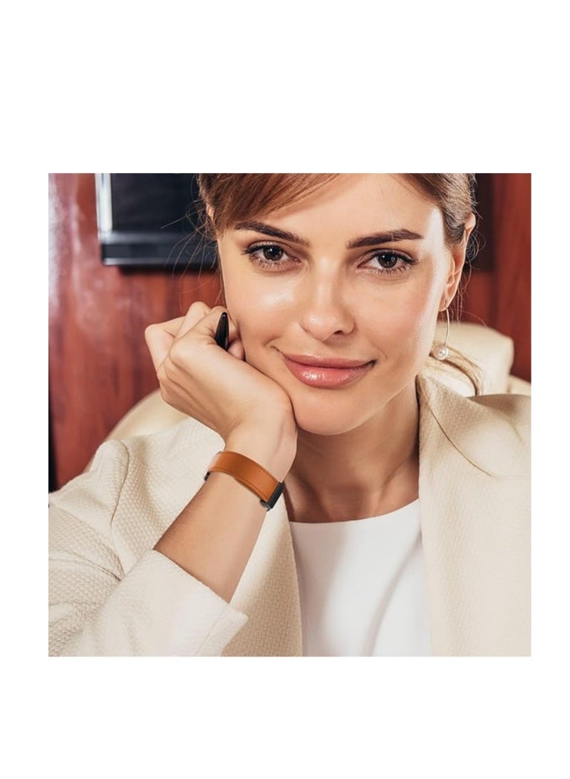 أحزمة جلدية متوافقة مع سوار ساعة Apple Ultra 49 مم 45 مم 44 مم 42 مم، حزام تصميم بإبزيم مغناطيسي من الجلد الأصلي لساعة iWatch Ultra SE2 SE Series 8 7 6 5 4 3 2 1 - Image 3