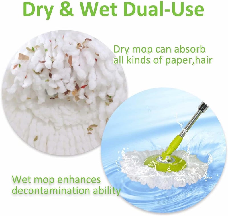 ابو رأس موك لمكنسة Hurricane Spin Mop من القطن الدقيق، مع أغطية موك دائرية، 3 عبوات - Image 5