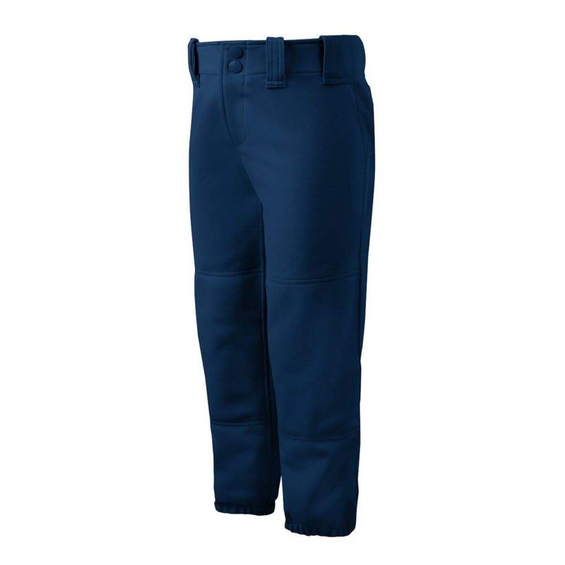 Mizuno Girls Youth Belted Low Rise Fastpitch Softball Pant Navy Youth Large