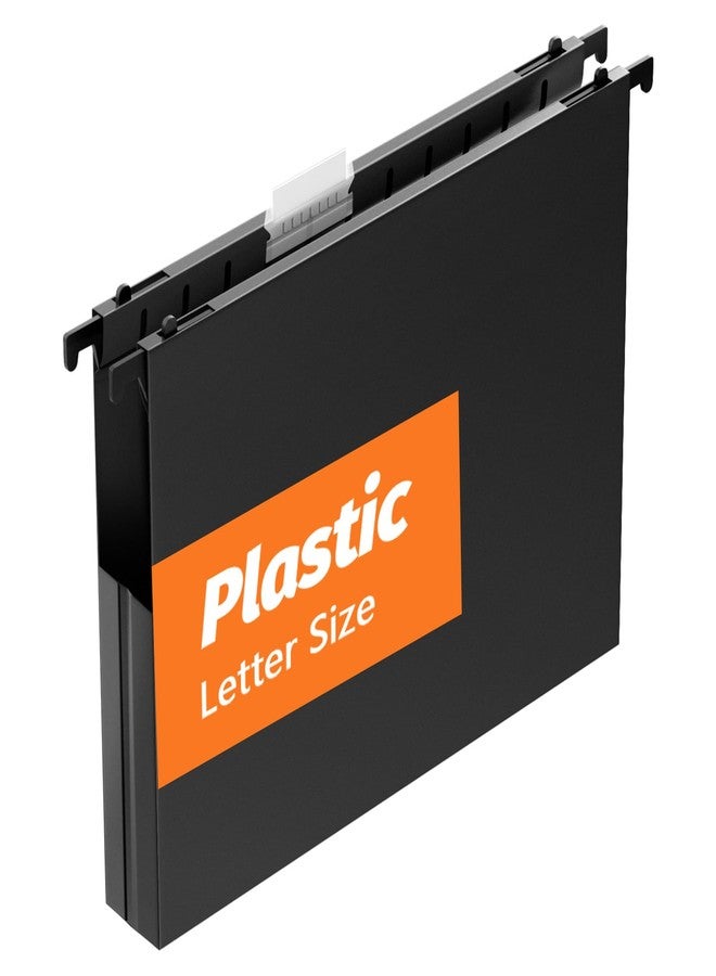 SHUTEX Extra Capacity Plastic Hanging File Folders,12 Pack Reinforced Hang Folder,Heavy Duty 1 Inch Expansion,Filing Cabinet Folders Letter Size for Bulk Files/Medical Charts (Sides Sealed, Black) - Image 1
