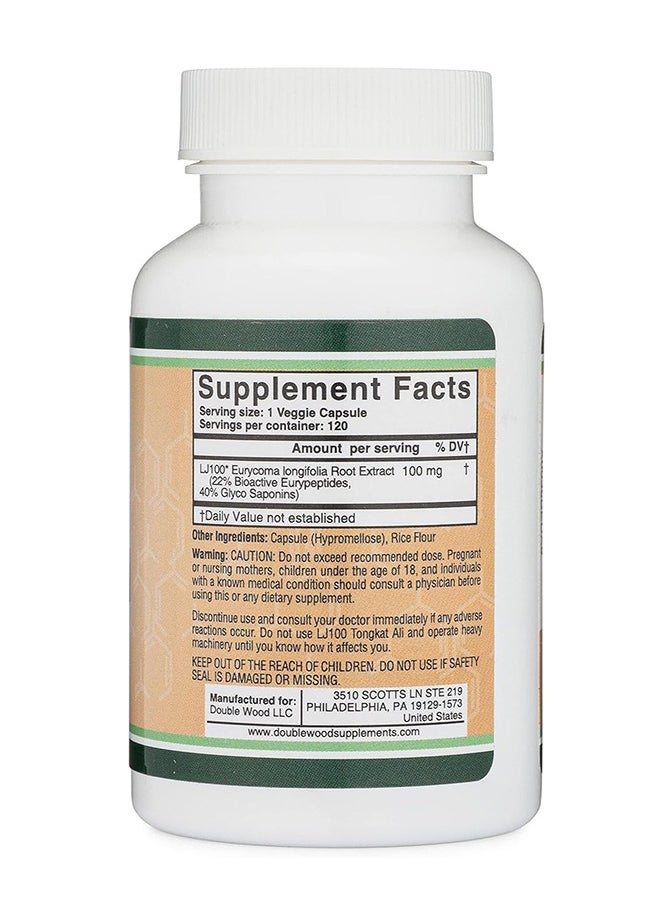 Double Wood Supplements - LJ100 Tongkat Ali Supplement 100 Mg, 120 Capsules - Image 1