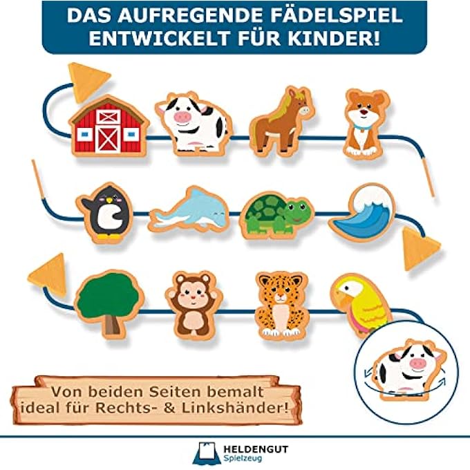 BELOVED 4-IN-1 THREADING GAME FROM 18 MONTHS [EXTRA LARGE WOODEN FIGURES] - MOTOR SKILLS TOY FOR THE DEVELOPMENT OF CHILDREN - MONTESSORI TOY ALSO IDEAL FROM 2 YEARS FOR GIRLS AND BOYS - Image 4