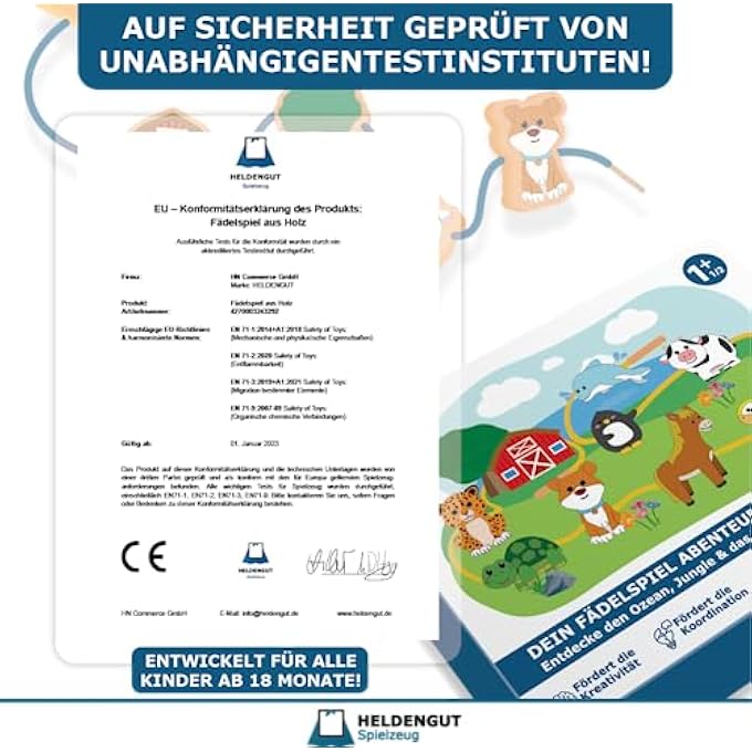 BELOVED 4-IN-1 THREADING GAME FROM 18 MONTHS [EXTRA LARGE WOODEN FIGURES] - MOTOR SKILLS TOY FOR THE DEVELOPMENT OF CHILDREN - MONTESSORI TOY ALSO IDEAL FROM 2 YEARS FOR GIRLS AND BOYS - Image 3