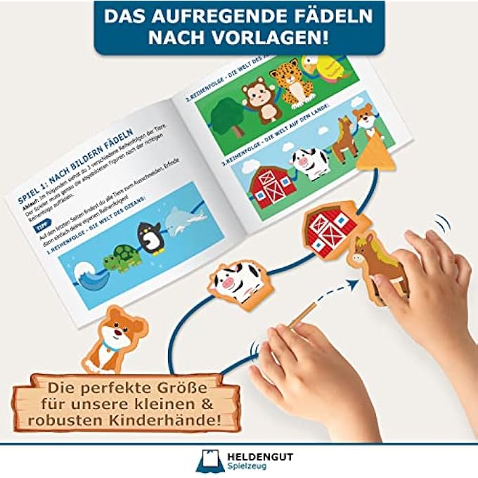 BELOVED 4-IN-1 THREADING GAME FROM 18 MONTHS [EXTRA LARGE WOODEN FIGURES] - MOTOR SKILLS TOY FOR THE DEVELOPMENT OF CHILDREN - MONTESSORI TOY ALSO IDEAL FROM 2 YEARS FOR GIRLS AND BOYS - Image 5