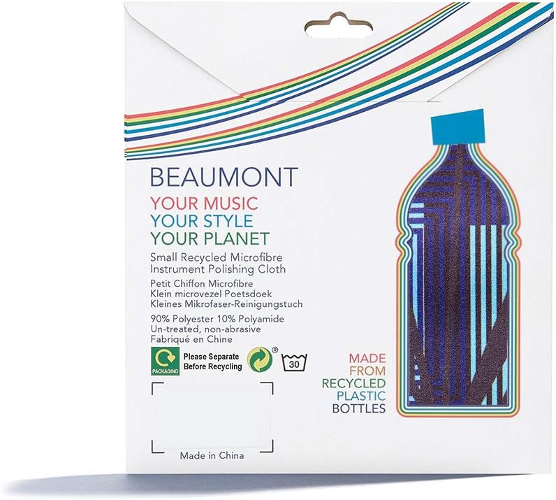 Beaumont Musical Polishing & Cleaning Patterned Neon Arcade Instruments Trumpet Clarinet Sax Flute Recycled Microfibre Cleaning Cloth Brass Silver 25 x 25cm (BFC-NA) - Image 2