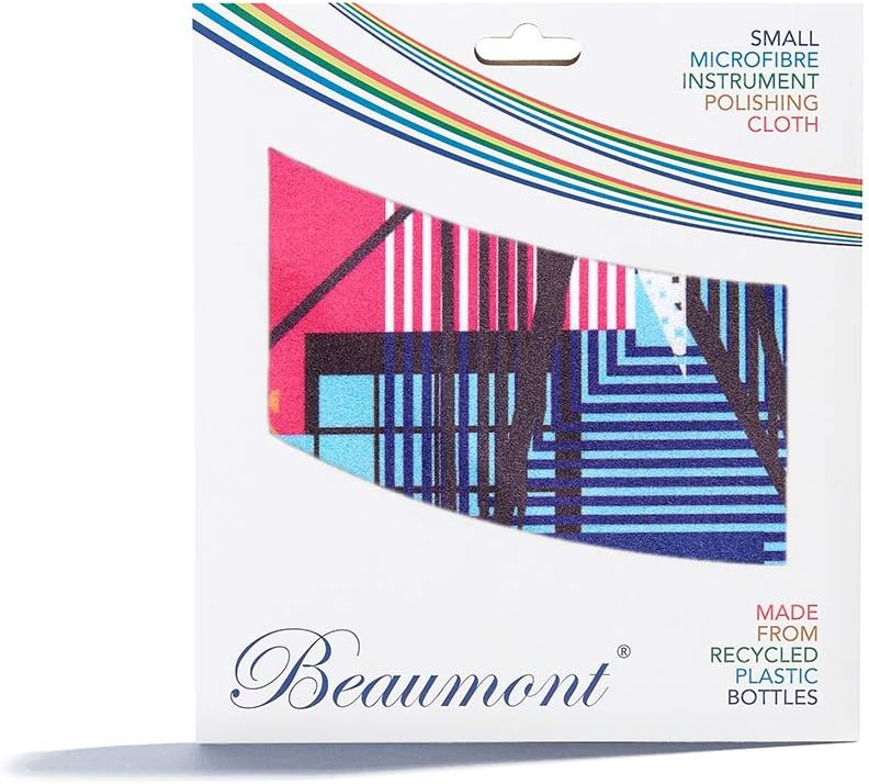 Beaumont Musical Polishing & Cleaning Patterned Neon Arcade Instruments Trumpet Clarinet Sax Flute Recycled Microfibre Cleaning Cloth Brass Silver 25 x 25cm (BFC-NA) - Image 1