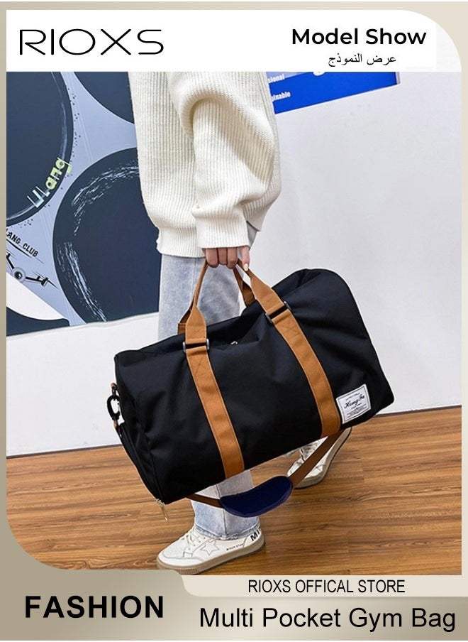 RIOXS Large Capacity Multi Pocket Gym Bag with Shoes Compartment Sports Bag with Waterproof Pocket Outdoor Sport Travel Duffel Bag for Women and Men  - Image 1