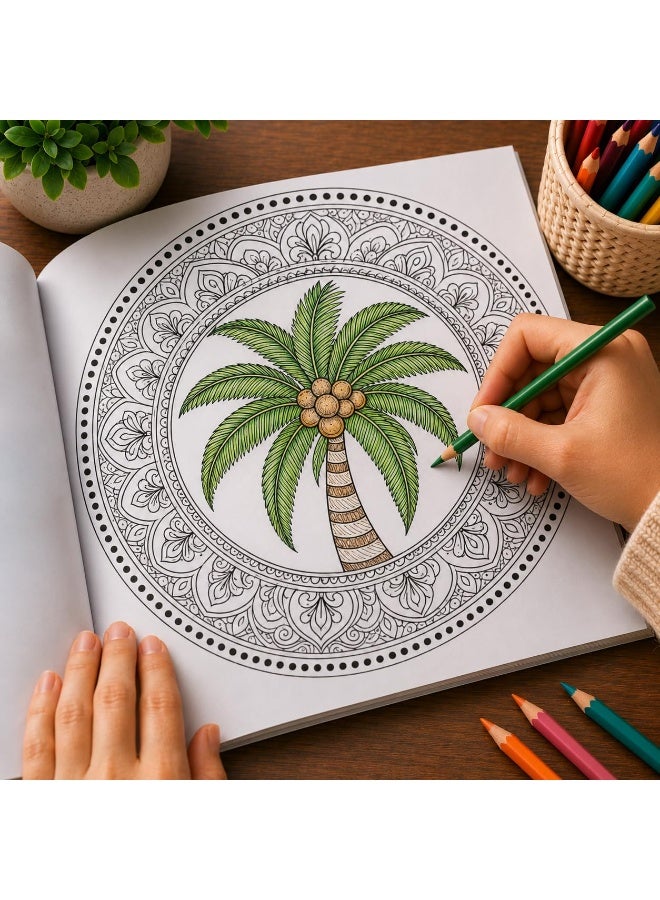 Trees & Plants Mandalas: Nature Coloring Book Featuring Forest Trees, Garden Plants and Floral Patterns for Relaxation and Mindfulness - Image 2