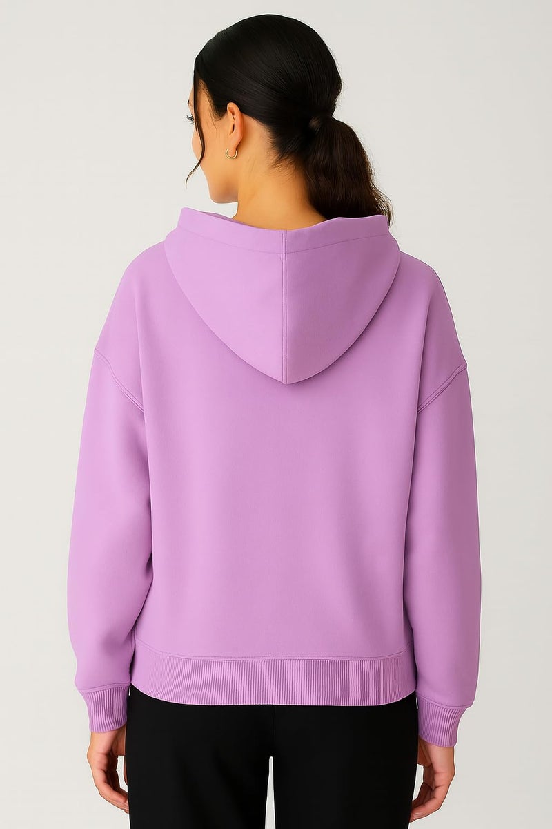 ADBUCKS Women's Oversized Winter Jacket Sweatshirts Casual Drawstring Clothes Zip Up Hoodie with Front Pocket Ii Womens Hoodies Ii (in, Alpha, XL, Lavender) - Image 4