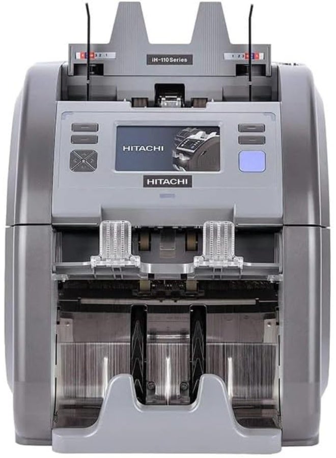 هيتاشي عداد ونظام فرز النقد IH 110 ذو جيبين – يدعم 25 عملة متعددة – عد سريع وموثوق - Image 1