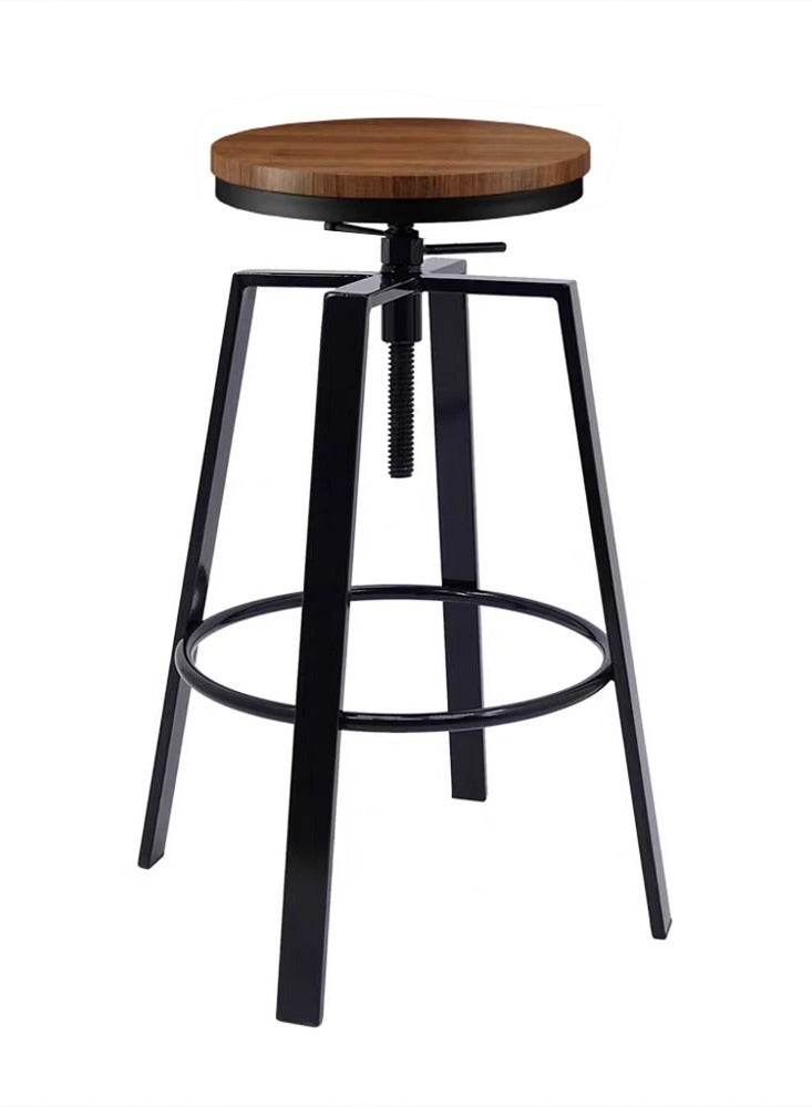 LANNY Jeffcoco Furniture Industrial Steel Frame Bar Stool | Wooden Seat Counter Height Chair | 4-Leg Stable Design (1 Piece) - Image 1