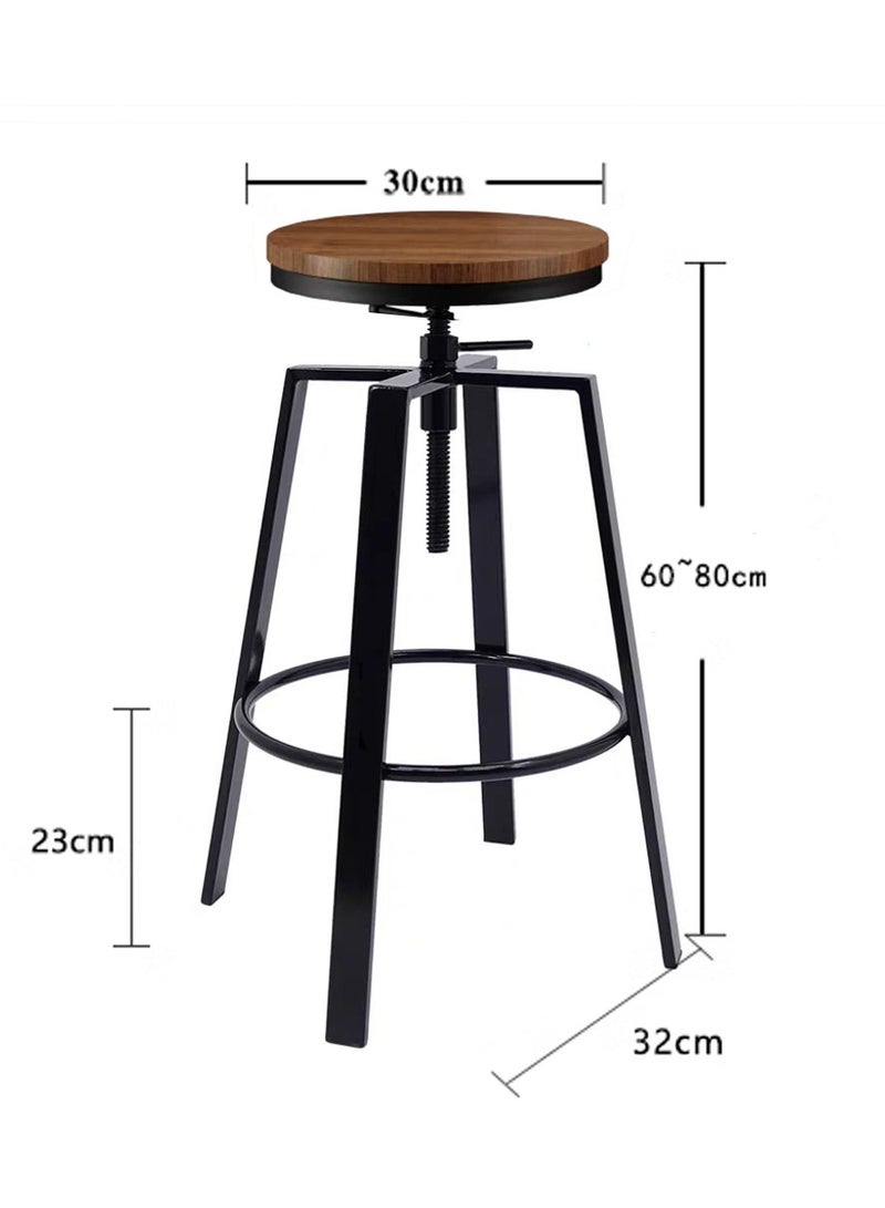 LANNY Jeffcoco Furniture Industrial Steel Frame Bar Stool | Wooden Seat Counter Height Chair | 4-Leg Stable Design (1 Piece) - Image 2