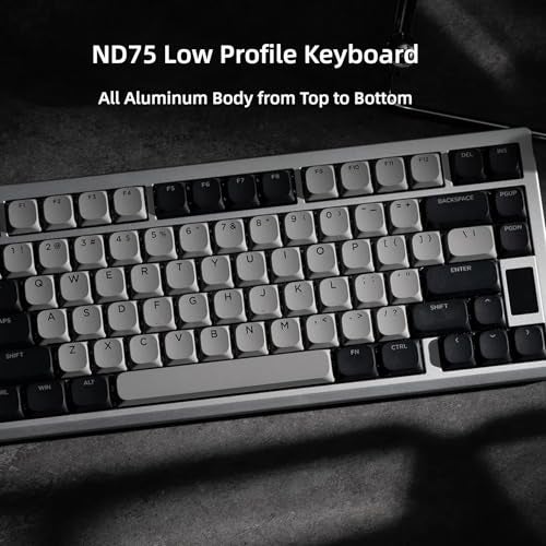 OOCTPK Mechanical Keyboard, Chilkey ND75 LP Wireless Gaming Keyboard with LCD Screen, Bluetooth 5.3/2.4G/USB-C, Hot Swappable Per-Key RGB Custom, Thin Front, Wrist Rest, Full-Aluminum, PC/Mac Support - Image 2