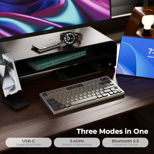 OOCTPK Mechanical Keyboard, Chilkey ND75 LP Wireless Gaming Keyboard with LCD Screen, Bluetooth 5.3/2.4G/USB-C, Hot Swappable Per-Key RGB Custom, Thin Front, Wrist Rest, Full-Aluminum, PC/Mac Support - Image 5
