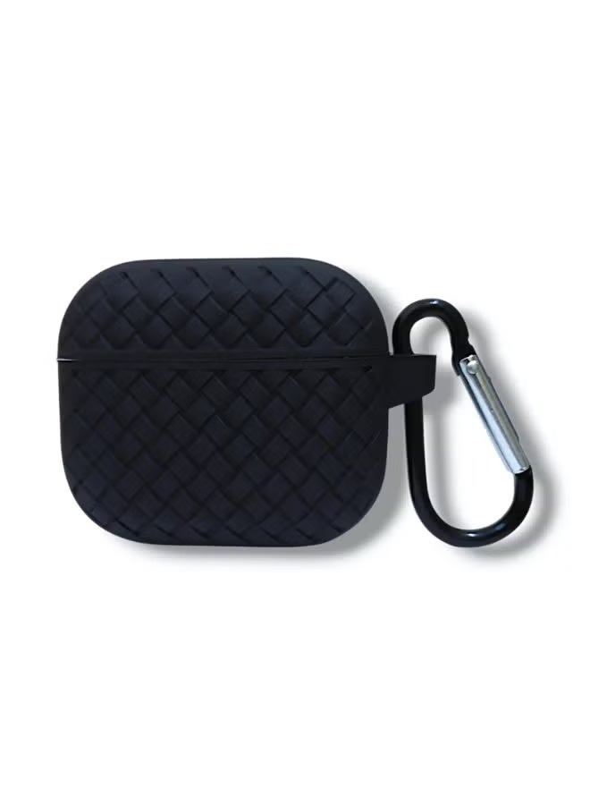 جراب سيليكون AirPods 4 بتصميم مضلع أنيق - أسود - Image 2