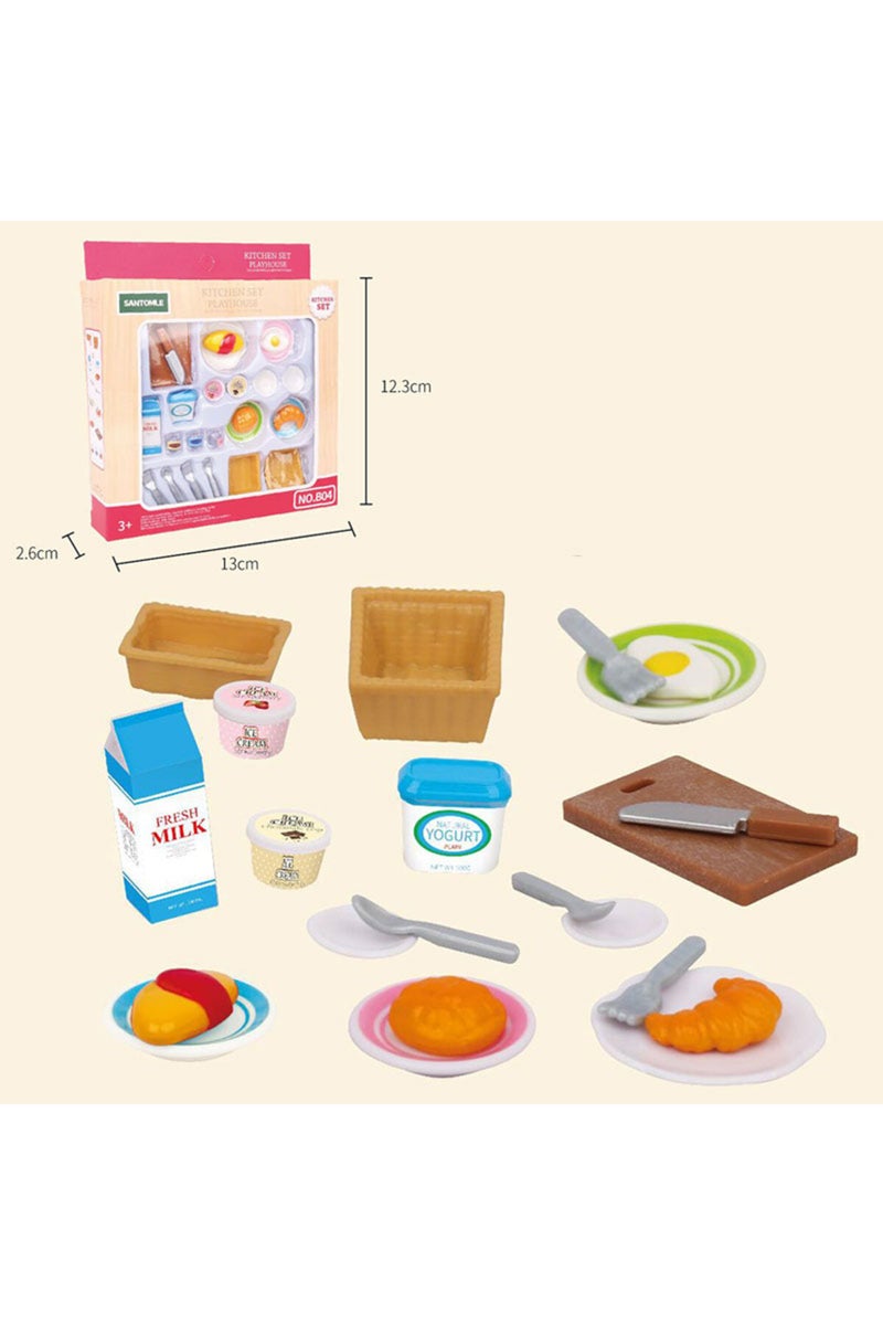 B04 1:12 أثاث بيت الدمى لعائلة الغابة، بيت دمى مصغر مونتيسوري، مطبخ، غرفة نوم، حمام