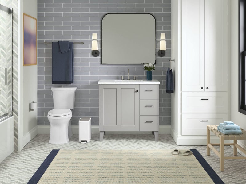 KOHLER 20957-STW 2.5 Gallon Slim Step Trash Can, Bathroom Trash Can with Soft-Close Foot Pedal, White with Stainless Steel - Image 3
