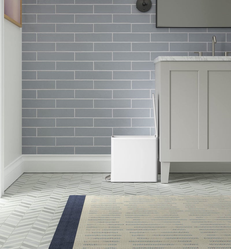 KOHLER 20957-STW 2.5 Gallon Slim Step Trash Can, Bathroom Trash Can with Soft-Close Foot Pedal, White with Stainless Steel - Image 4