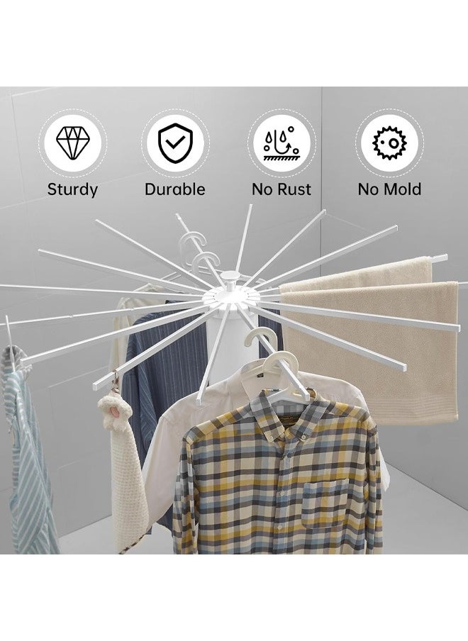 Taimi Tripod Clothes Drying Rack Foldable Portable Clothes Rack Space Saving Aluminum Clothes Rack with 16 Poles Silver and White Foldable Rack Indoor Outdoor Use  - Image 2