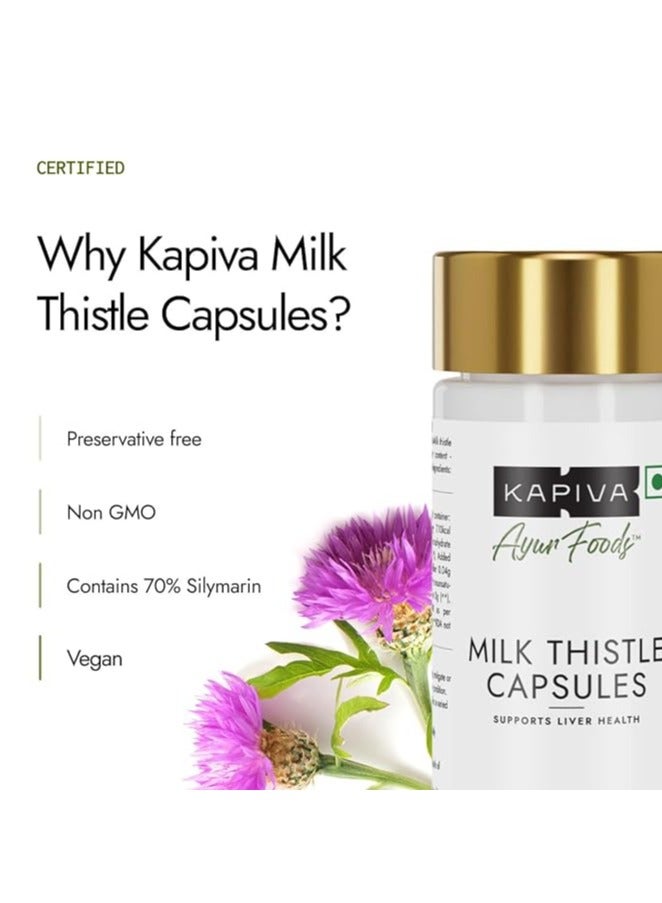 Kapiva Milk Thistle Capsules (120N) | With 70% Silymarin | Supports Liver & Immune System | Vegan, Preservative-Free | Liver Detox Supplement | Milk Thistle Capsules - Image 2