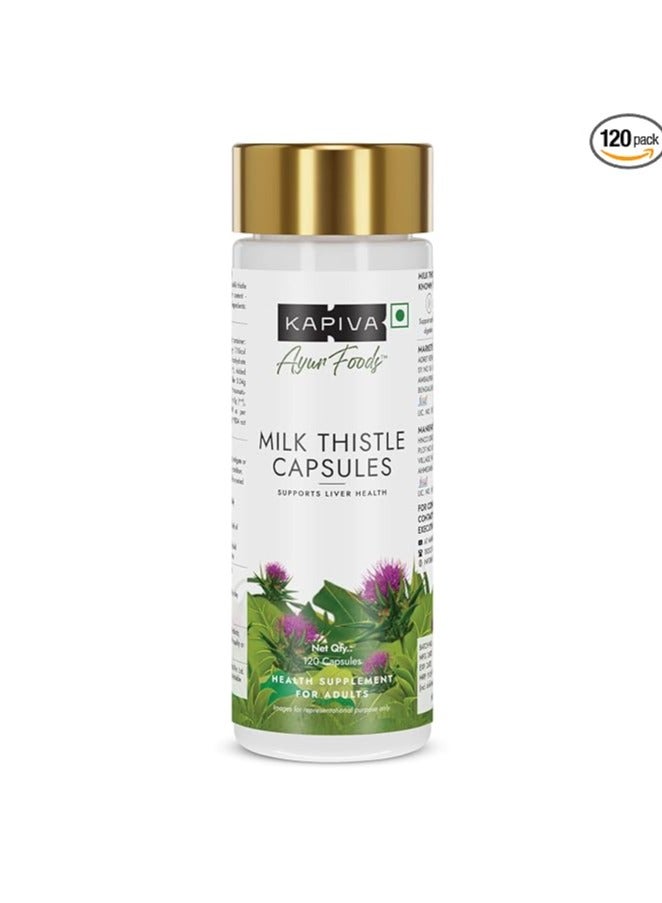 Kapiva Milk Thistle Capsules (120N) | With 70% Silymarin | Supports Liver & Immune System | Vegan, Preservative-Free | Liver Detox Supplement | Milk Thistle Capsules - Image 1
